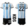 Argentina Lautaro Martinez #22 Hemmaställ Barn VM 2022 Korta ärmar (+ Korta byxor)